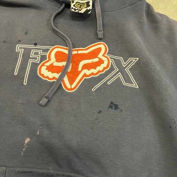 VTG Y2K FOX RACING Hoodie Mens Size XL Sweatshirt Distressed BMX Skater Blue - Picture 5 of 12